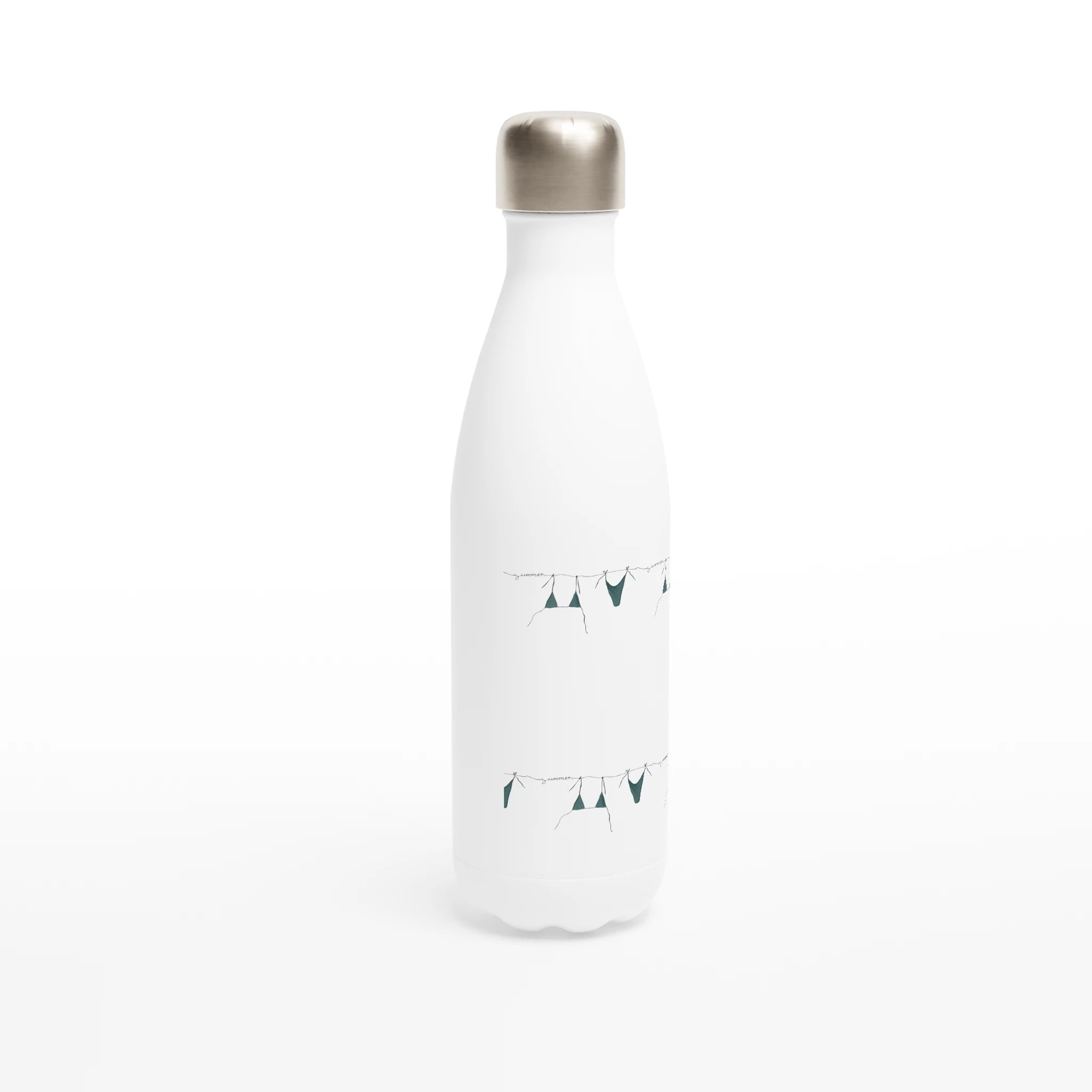 White 17oz Stainless Steel Water Bottle Bikini Verde