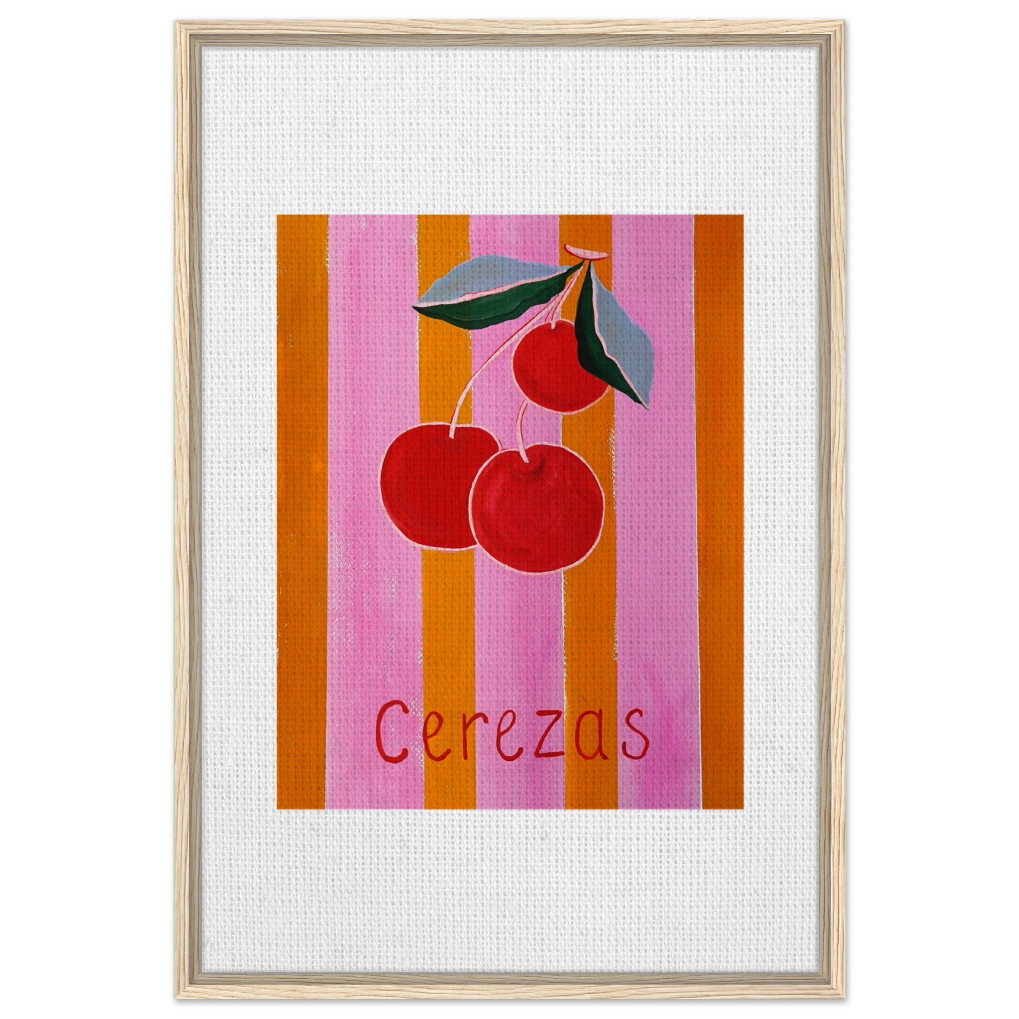 Framed Canvas /Vertical / 3 colores  Cerezas