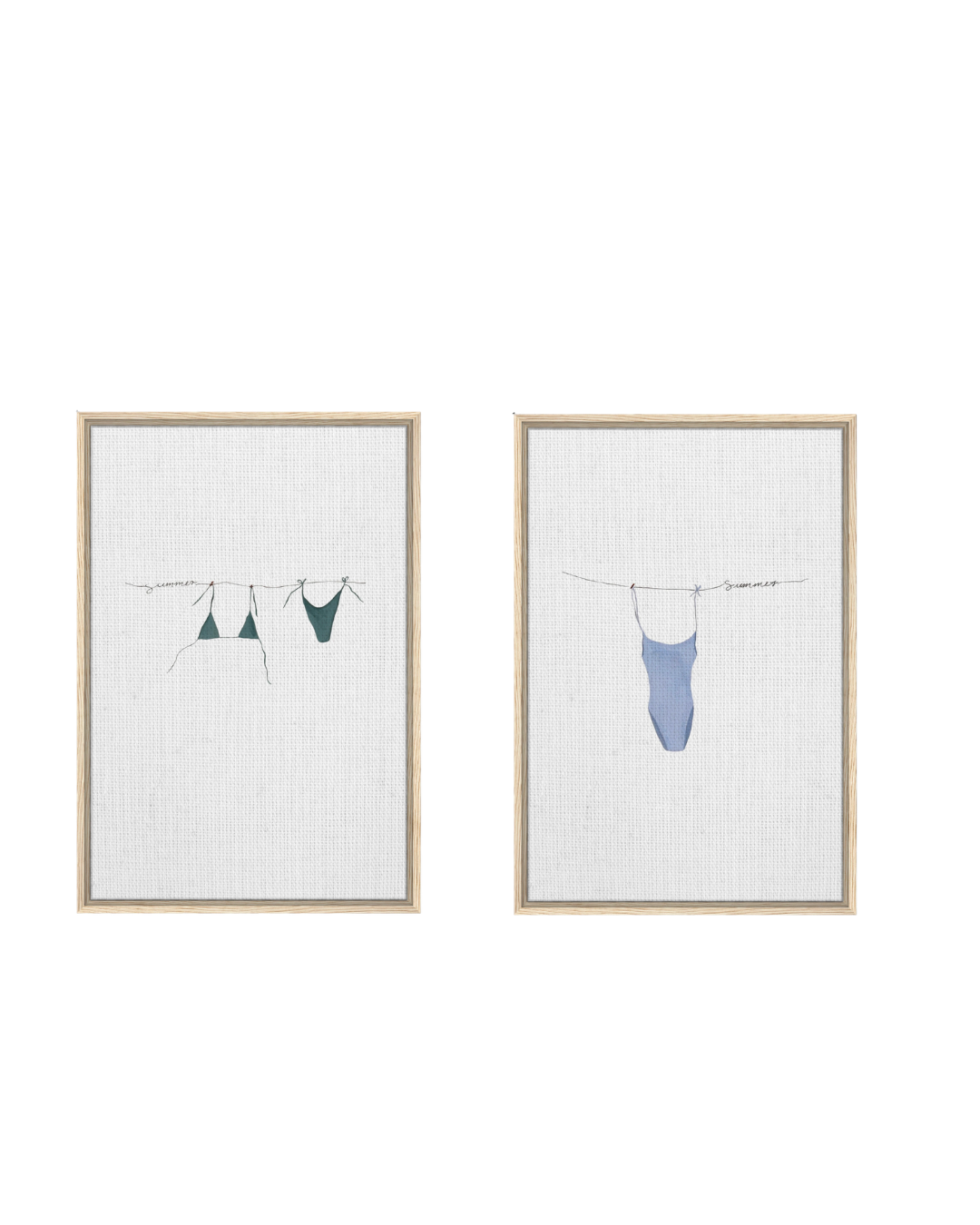 Framed Canvas Doble Bikini Verde + Traje de Baño Azul